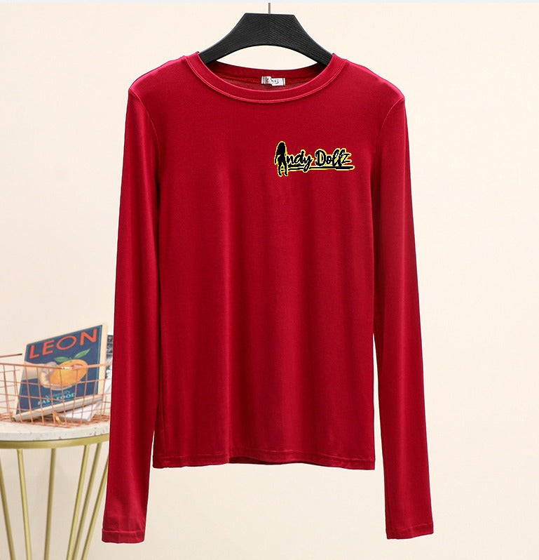 The IndyDollz Long Sleeve Crew Neck Shirt. Color: Red