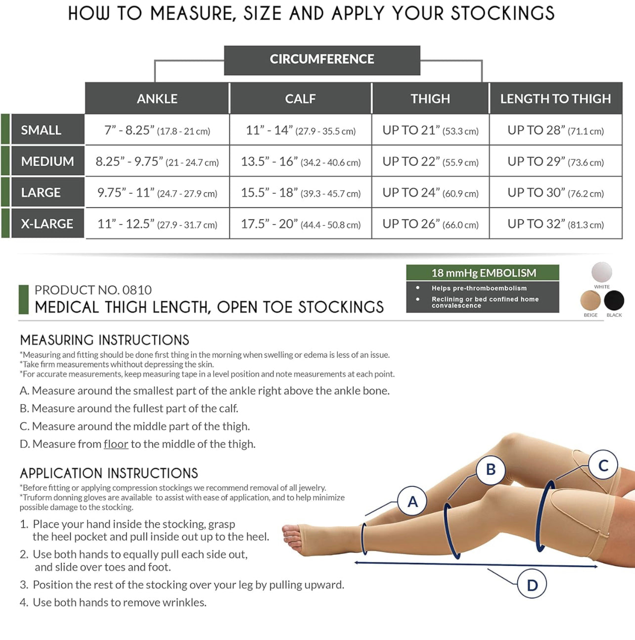 Medical Grade Compression Socks Open Toe Size Chart
