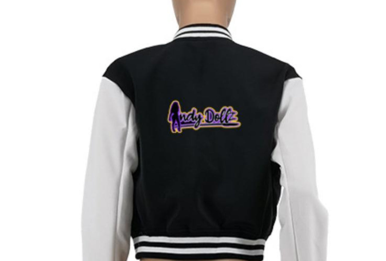 The IndyDollz Varsity Jacket Cropped-Purple Royalty Edition