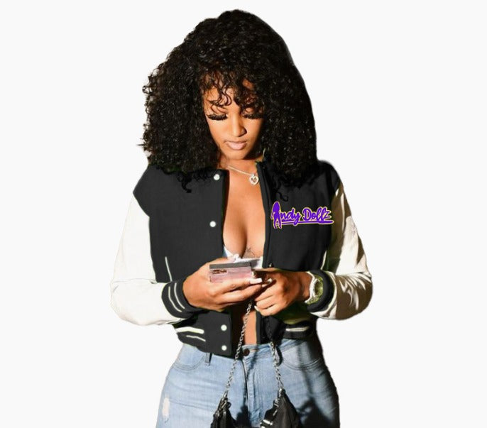 The IndyDollz Varsity Jacket Cropped-Purple Royalty Edition