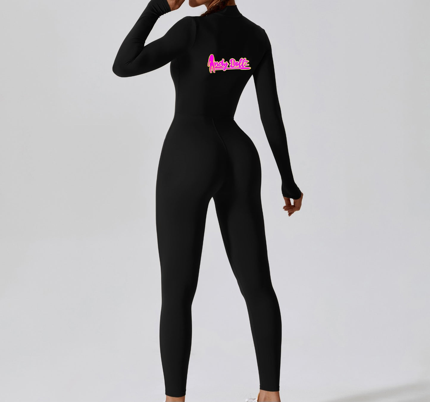 IndyDollz “Limited Edition” Snatched Long Sleeve Jumpsuit- Black/Signature Pink