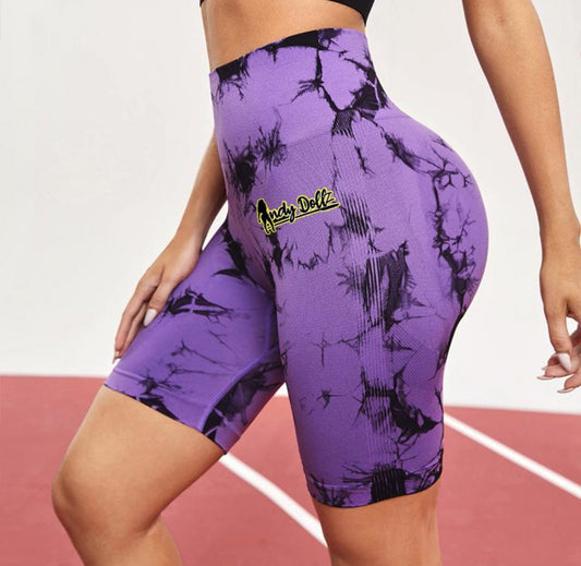 The IndyDollz Tie-Dye Biker Shorts- Purple Royalty Edition