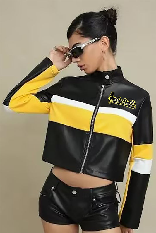 The IndyDollz "Sis You In First Place" Vegan Leather Moto Crop Jacket