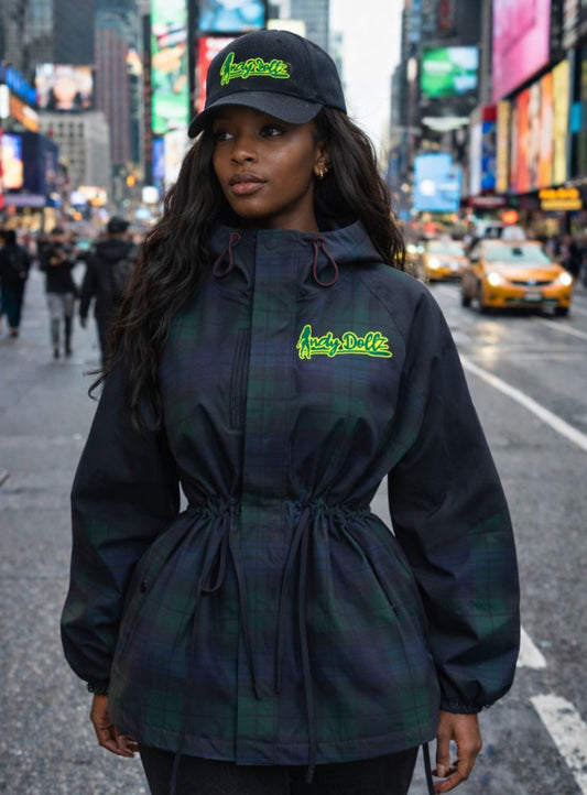 IndyDollz "Diamond Emerald " Collection Plaid Rain Jacket