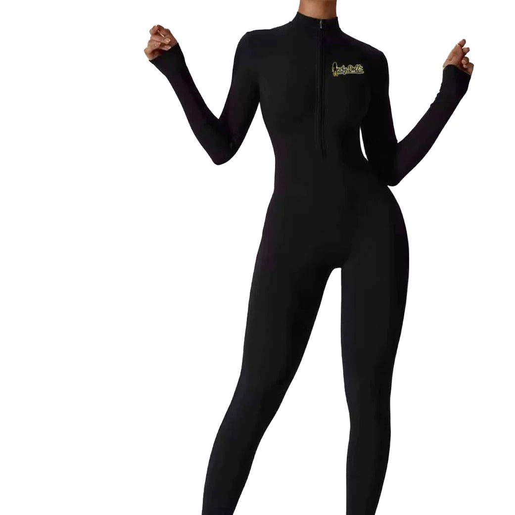 IndyDollz Snatched Long Sleeve Jumpsuit. Color: Black