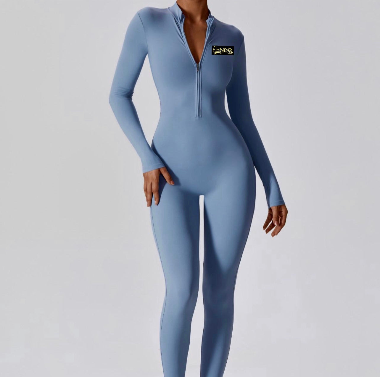 IndyDollz Snatched Long Sleeve Jumpsuit. Color: Sky Blue