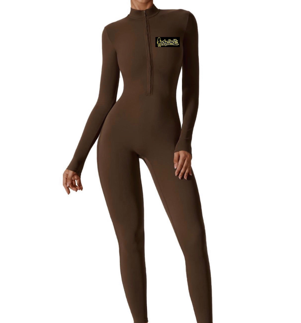 IndyDollz Snatched Long Sleeve Jumpsuit. Color: Brown