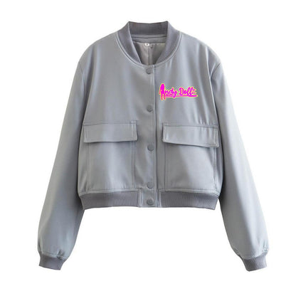 IndyDollz “Limited Edition” Grey Bomber Girl Jacket-Signature Pink