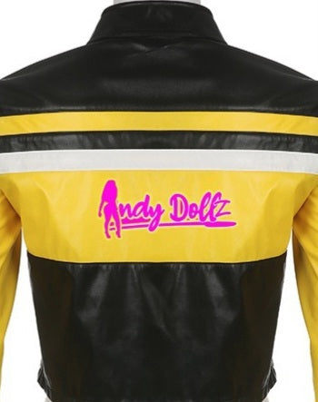 The IndyDollz "Sis You In First Place" Vegan Leather Moto Crop Jacket -Signature Pink