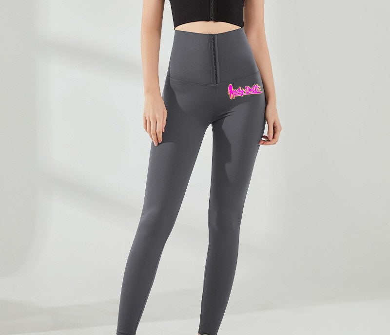 The IndyDollz “Limited Edition” High-Waisted Faja Leggings- Grey/Signature Pink