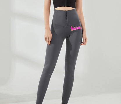 The IndyDollz “Limited Edition” High-Waisted Faja Leggings- Grey/Signature Pink