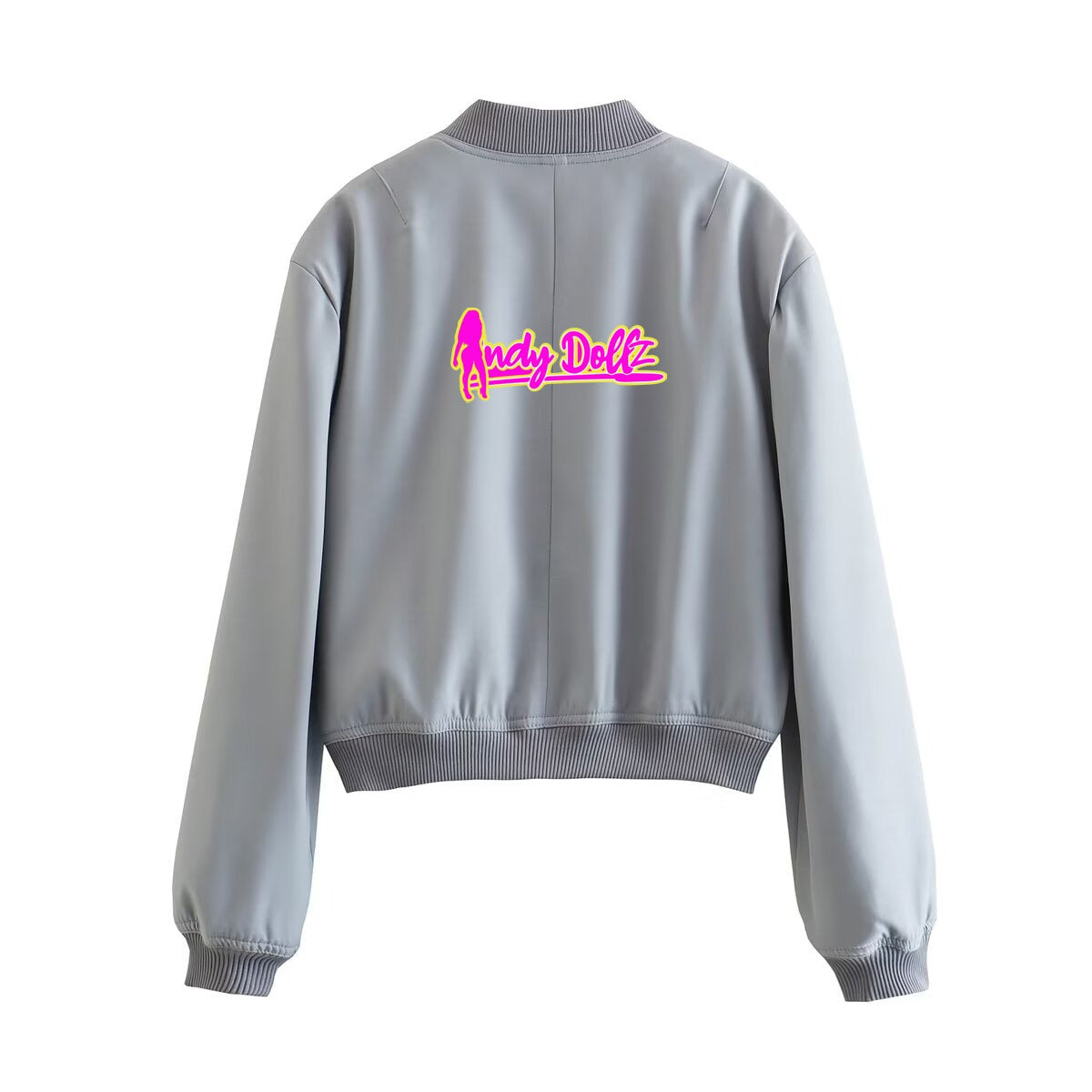 IndyDollz “Limited Edition” Grey Bomber Girl Jacket-Signature Pink